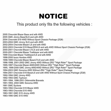 Tmc Front Rear Shock Absorbers Kit For Chevrolet S10 Blazer GMC Sonoma Jimmy Oldsmobile S15 K78-100181